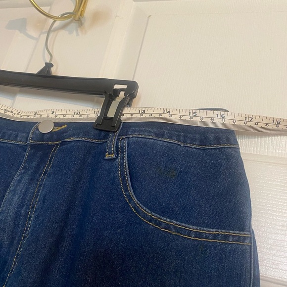 SHEIN Plus High Waist Raw Ruffle Trim Flare Leg Jeans Blue 1XL - Picture 4 of 7